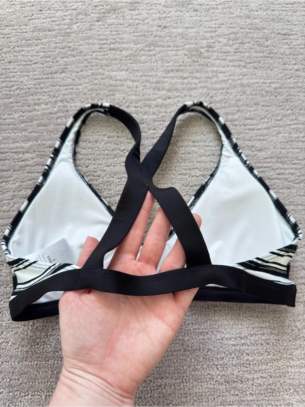 Patagonia Bottom Turn Racerback Bikini Top Black & White Stripe S Beach Coastal